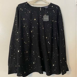 Madison blouse. Black with gold stars.